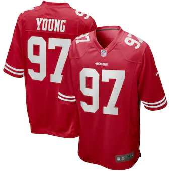 mens nike bryant young scarlet san francisco 49ers game ret